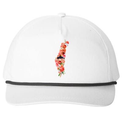 Palestine Free Palestine Gaza Floral Palestine Flag Arabic Gift Snapback Five-Panel Rope Hat