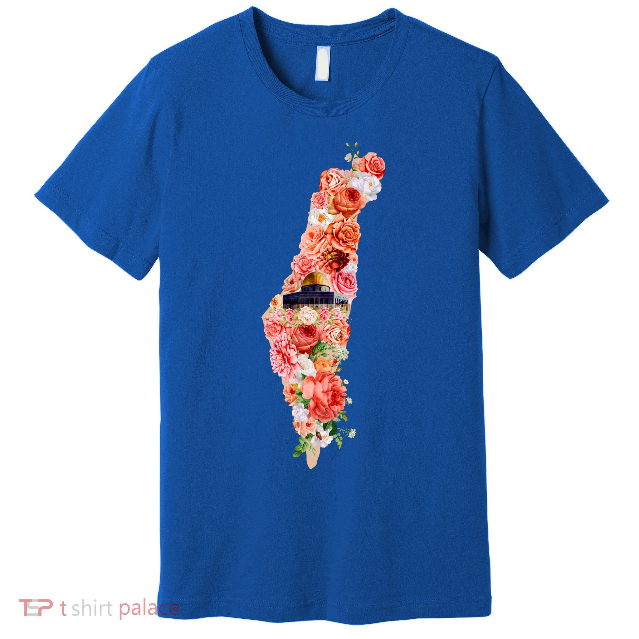 Palestine Free Palestine Gaza Floral Palestine Flag Arabic Gift Premium T-Shirt