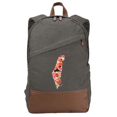 Palestine Free Palestine Gaza Floral Palestine Flag Arabic Gift Cotton Canvas Backpack