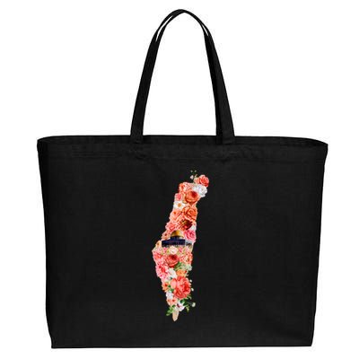 Palestine Free Palestine Gaza Floral Palestine Flag Arabic Gift Cotton Canvas Jumbo Tote