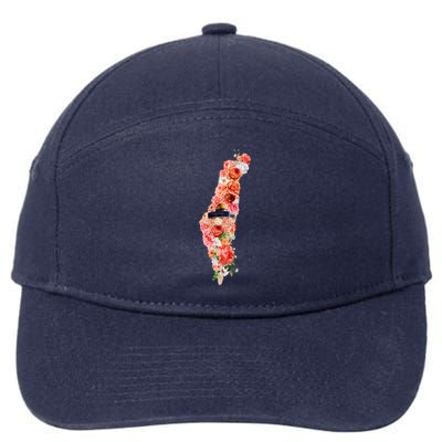 Palestine Free Palestine Gaza Floral Palestine Flag Arabic Gift 7-Panel Snapback Hat