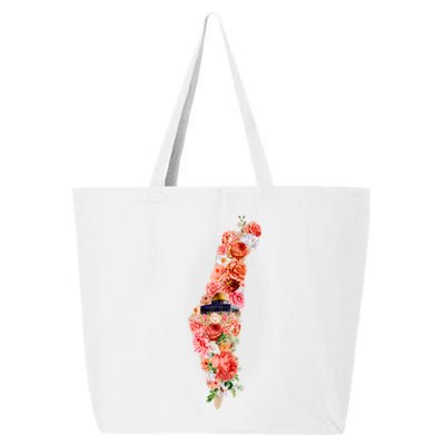 Palestine Free Palestine Gaza Floral Palestine Flag Arabic Gift 25L Jumbo Tote