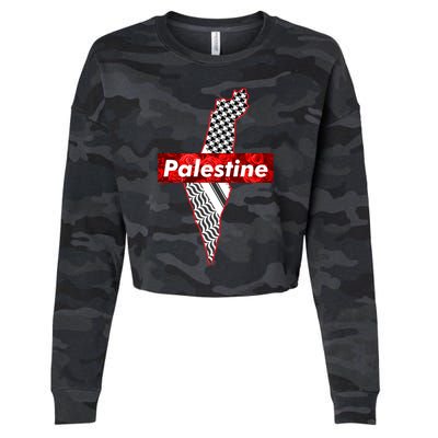 Palestine Free Palestine Free Gaza Palestine Flag Arabic Cropped Pullover Crew