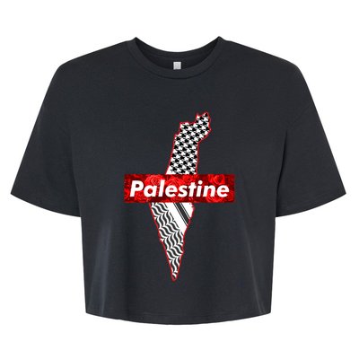 Palestine Free Palestine Free Gaza Palestine Flag Arabic Bella+Canvas Jersey Crop Tee