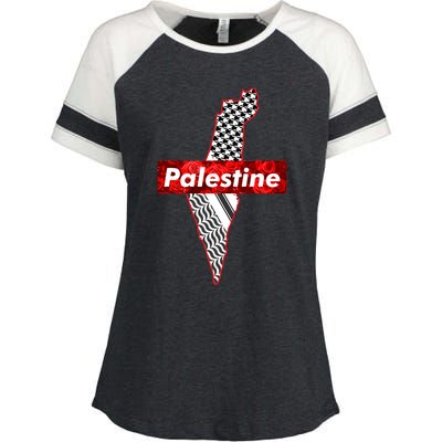 Palestine Free Palestine Free Gaza Palestine Flag Arabic Enza Ladies Jersey Colorblock Tee