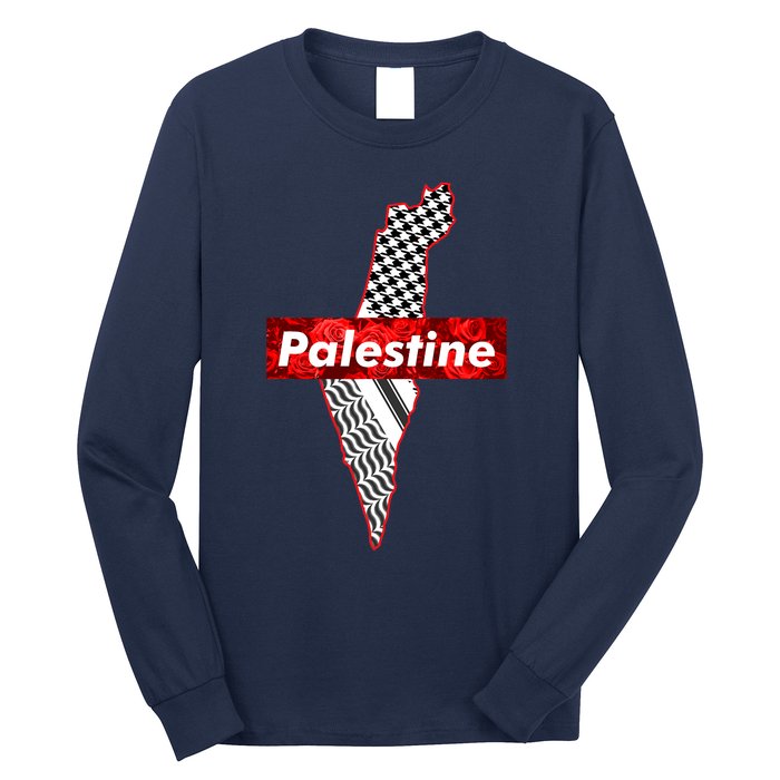 Palestine Free Palestine Free Gaza Palestine Flag Arabic Long Sleeve Shirt