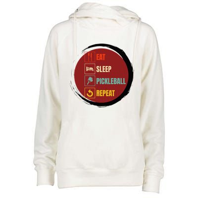 Pickleball Funny Quote Eat Sleep Pickleball Repeat Womens Funnel Neck Pullover Hood