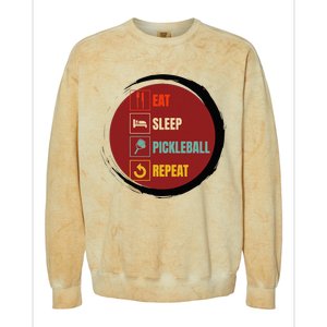 Pickleball Funny Quote Eat Sleep Pickleball Repeat Colorblast Crewneck Sweatshirt