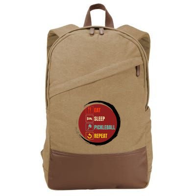 Pickleball Funny Quote Eat Sleep Pickleball Repeat Cotton Canvas Backpack