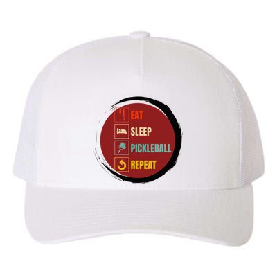 Pickleball Funny Quote Eat Sleep Pickleball Repeat Yupoong Adult 5-Panel Trucker Hat