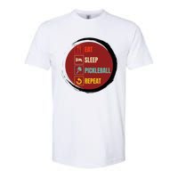 Pickleball Funny Quote Eat Sleep Pickleball Repeat Softstyle CVC T-Shirt