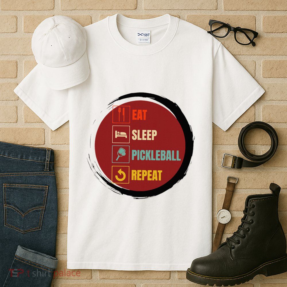 Pickleball Funny Quote Eat Sleep Pickleball Repeat Tall T-Shirt