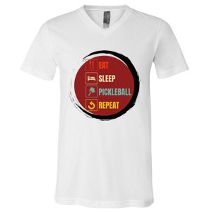 Pickleball Funny Quote Eat Sleep Pickleball Repeat V-Neck T-Shirt