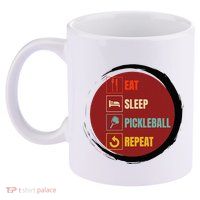 Pickleball Funny Quote Eat Sleep Pickleball Repeat 11oz C Handle Ceramic Mug