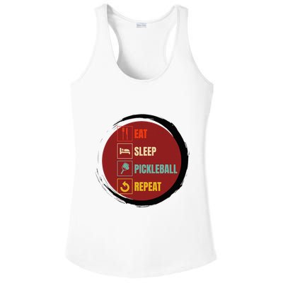 Pickleball Funny Quote Eat Sleep Pickleball Repeat Ladies PosiCharge Competitor Racerback Tank