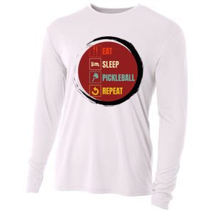 Pickleball Funny Quote Eat Sleep Pickleball Repeat Cooling Performance Long Sleeve Crew