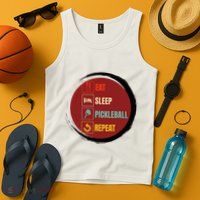 Pickleball Funny Quote Eat Sleep Pickleball Repeat Tank Top