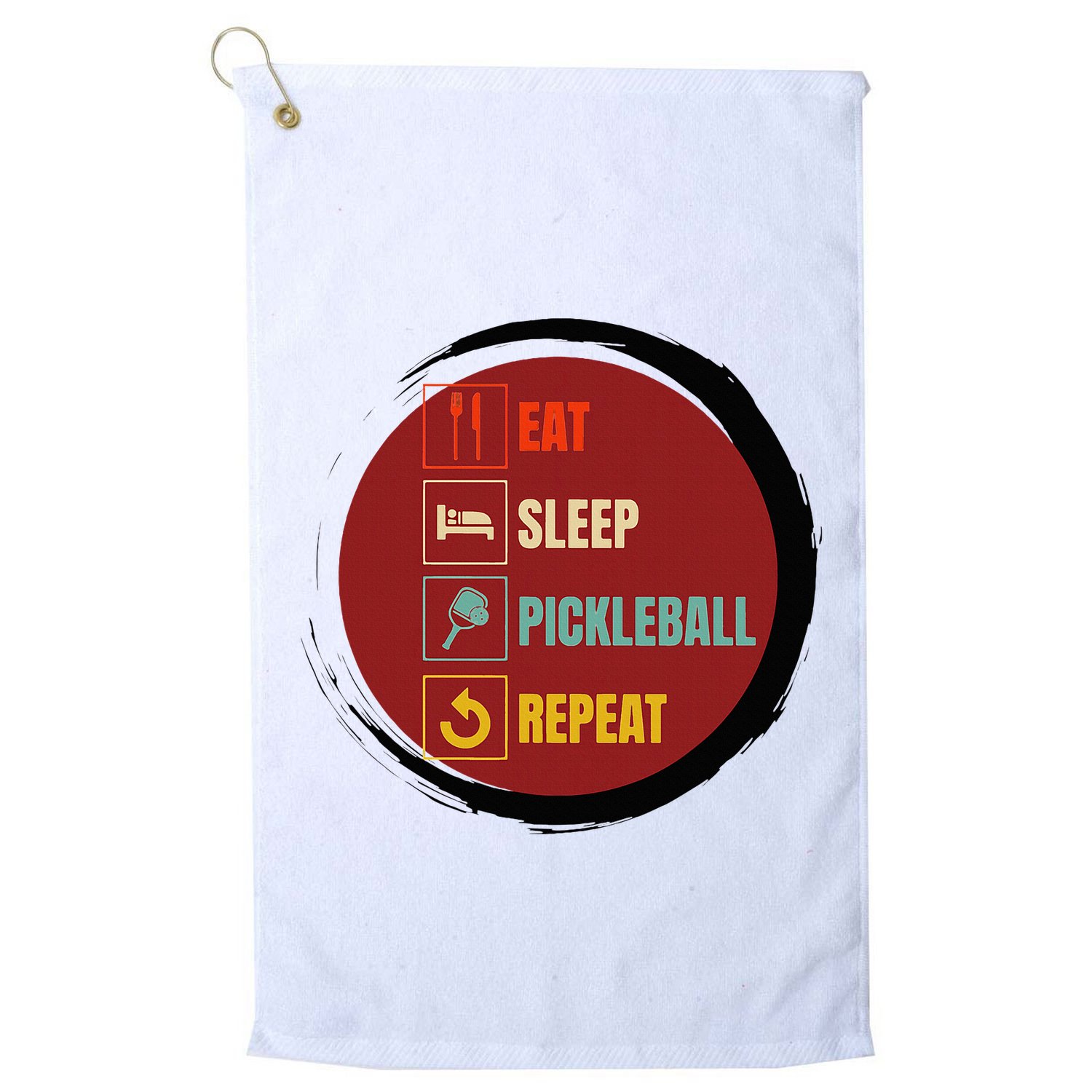 Pickleball Funny Quote Eat Sleep Pickleball Repeat Golf Towel
