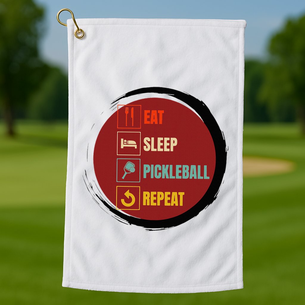 Pickleball Funny Quote Eat Sleep Pickleball Repeat Golf Towel