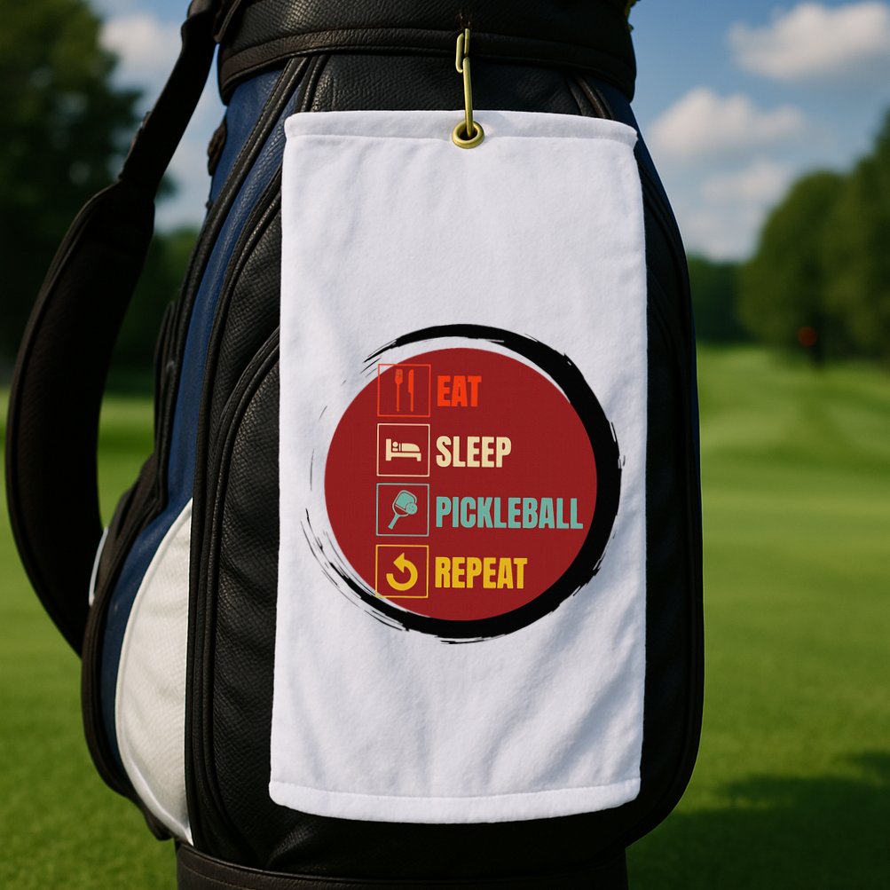 Pickleball Funny Quote Eat Sleep Pickleball Repeat Golf Towel