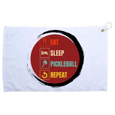 Pickleball Funny Quote Eat Sleep Pickleball Repeat Grommeted Golf Towel