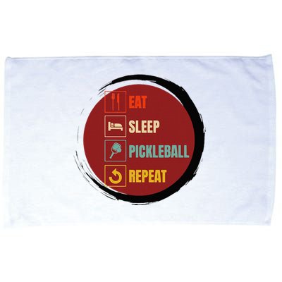 Pickleball Funny Quote Eat Sleep Pickleball Repeat Microfiber Hand Towel