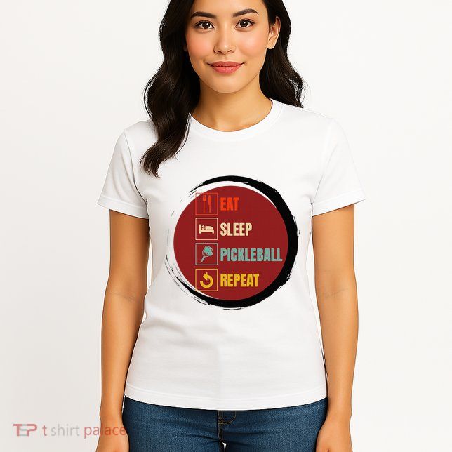 Pickleball Funny Quote Eat Sleep Pickleball Repeat Womens T-Shirt