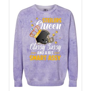 Pittsburgh Football Queen Classy Sassy And A Bit Smart Assy Colorblast Crewneck Sweatshirt