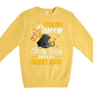 Pittsburgh Football Queen Classy Sassy And A Bit Smart Assy Premium Crewneck Sweatshirt