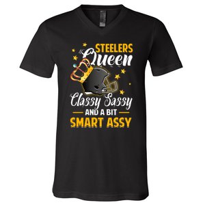 Pittsburgh Football Queen Classy Sassy And A Bit Smart Assy V-Neck T-Shirt