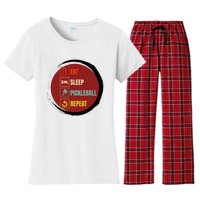 Pickleball Funny Quote Eat Sleep Pickleball Repeat Women's Flannel Pajama Set