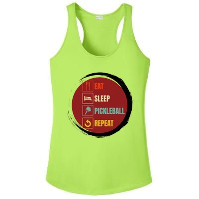 Pickleball Funny Quote Eat Sleep Pickleball Repeat Ladies PosiCharge Competitor Racerback Tank