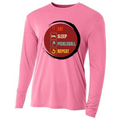 Pickleball Funny Quote Eat Sleep Pickleball Repeat Cooling Performance Long Sleeve Crew