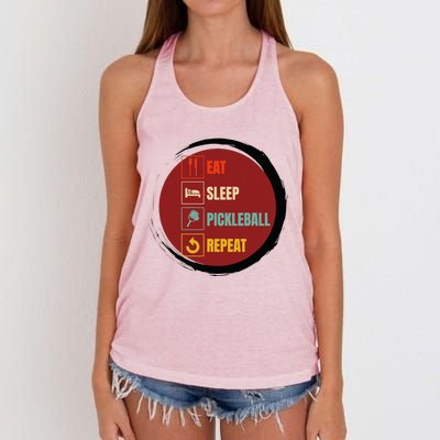 Pickleball Funny Quote Eat Sleep Pickleball Repeat Women's Knotted Racerback Tank