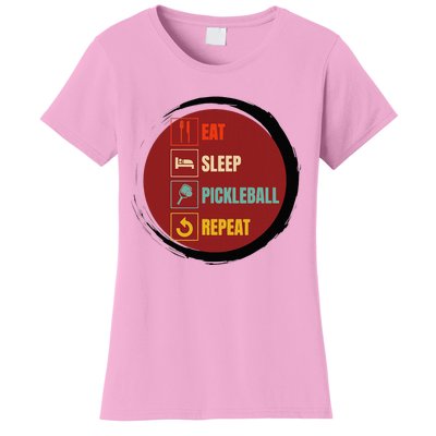 Pickleball Funny Quote Eat Sleep Pickleball Repeat Women's T-Shirt