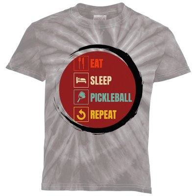 Pickleball Funny Quote Eat Sleep Pickleball Repeat Kids Tie-Dye T-Shirt