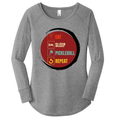 Pickleball Funny Quote Eat Sleep Pickleball Repeat Women's Perfect Tri Tunic Long Sleeve Shirt