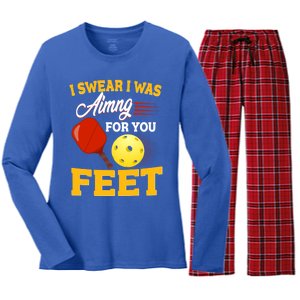 Pickleball Funny Quotes Humorous Slogans Gift Great Gift Women's Long Sleeve Flannel Pajama Set 