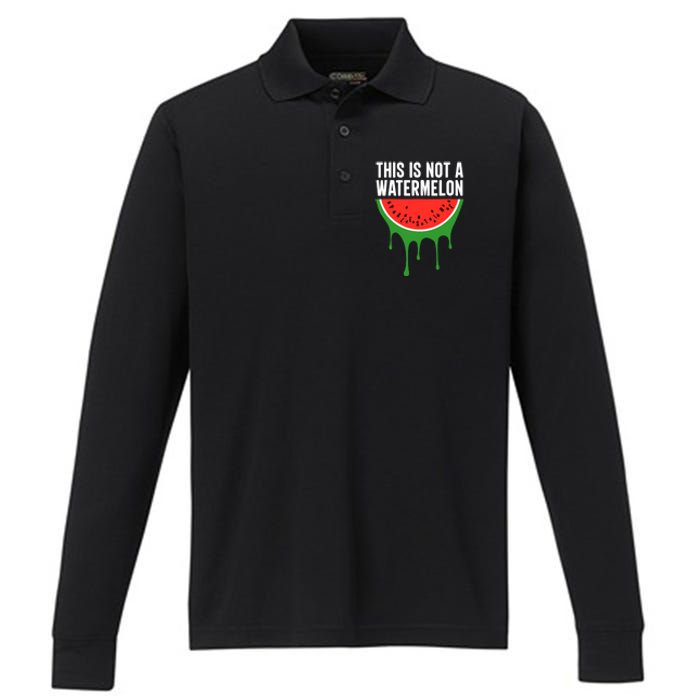 Palestine Funny Quote This Is Not A Watermelon Performance Long Sleeve Polo