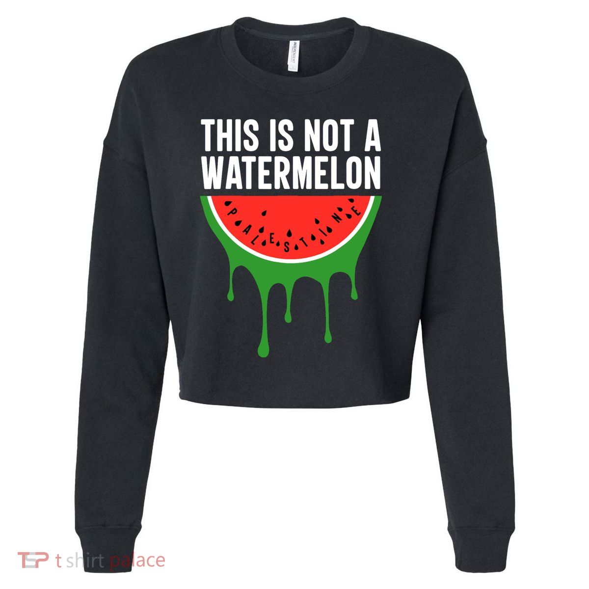 Palestine Funny Quote This Is Not A Watermelon Cropped Pullover Crew