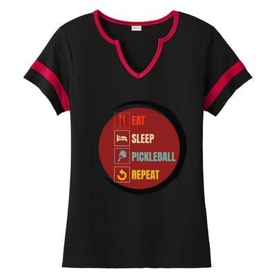 Pickleball Funny Quote Eat Sleep Pickleball Repeat Ladies Halftime Notch Neck Tee