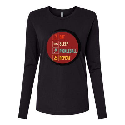 Pickleball Funny Quote Eat Sleep Pickleball Repeat Womens Cotton Relaxed Long Sleeve T-Shirt