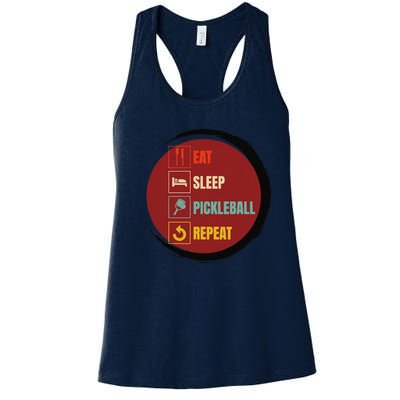 Pickleball Funny Quote Eat Sleep Pickleball Repeat Women's Racerback Tank