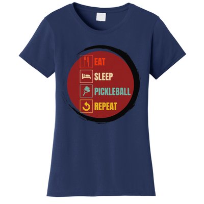 Pickleball Funny Quote Eat Sleep Pickleball Repeat Women's T-Shirt