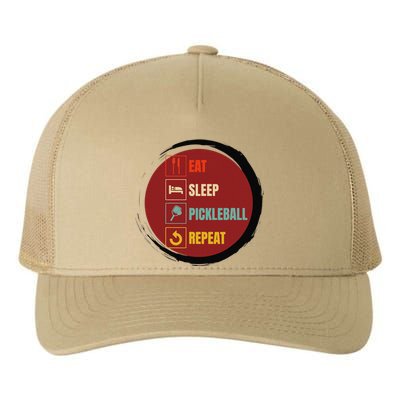 Pickleball Funny Quote Eat Sleep Pickleball Repeat Yupoong Adult 5-Panel Trucker Hat