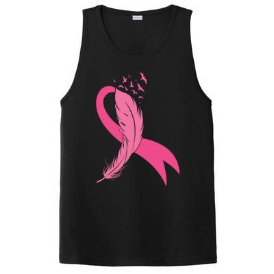 Pink Feather Ribbon Breast Cancer Awareness Gift PosiCharge Competitor Tank