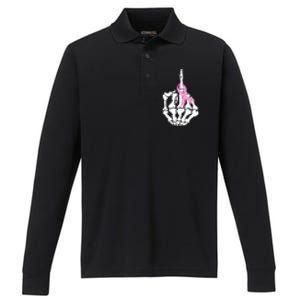 Pink Feather Ribbon Breast Cancer Awareness S Quote Cool Gift Performance Long Sleeve Polo