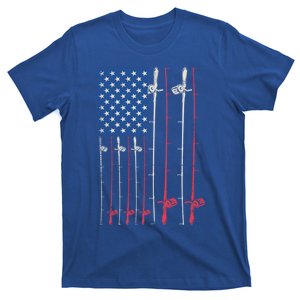 Patriotic Fishing Rods American Flag Fisher 4th Of July Gift T-Shirt