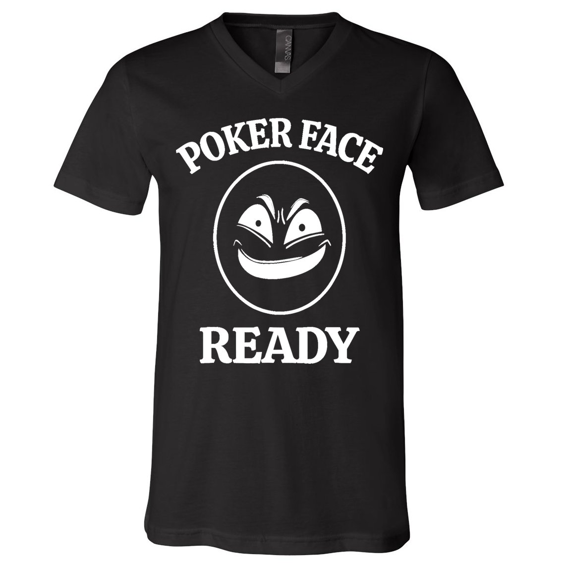 Poker Face Ready Gambling Texas Holdem Funny Card Playing V-Neck T-Shirt