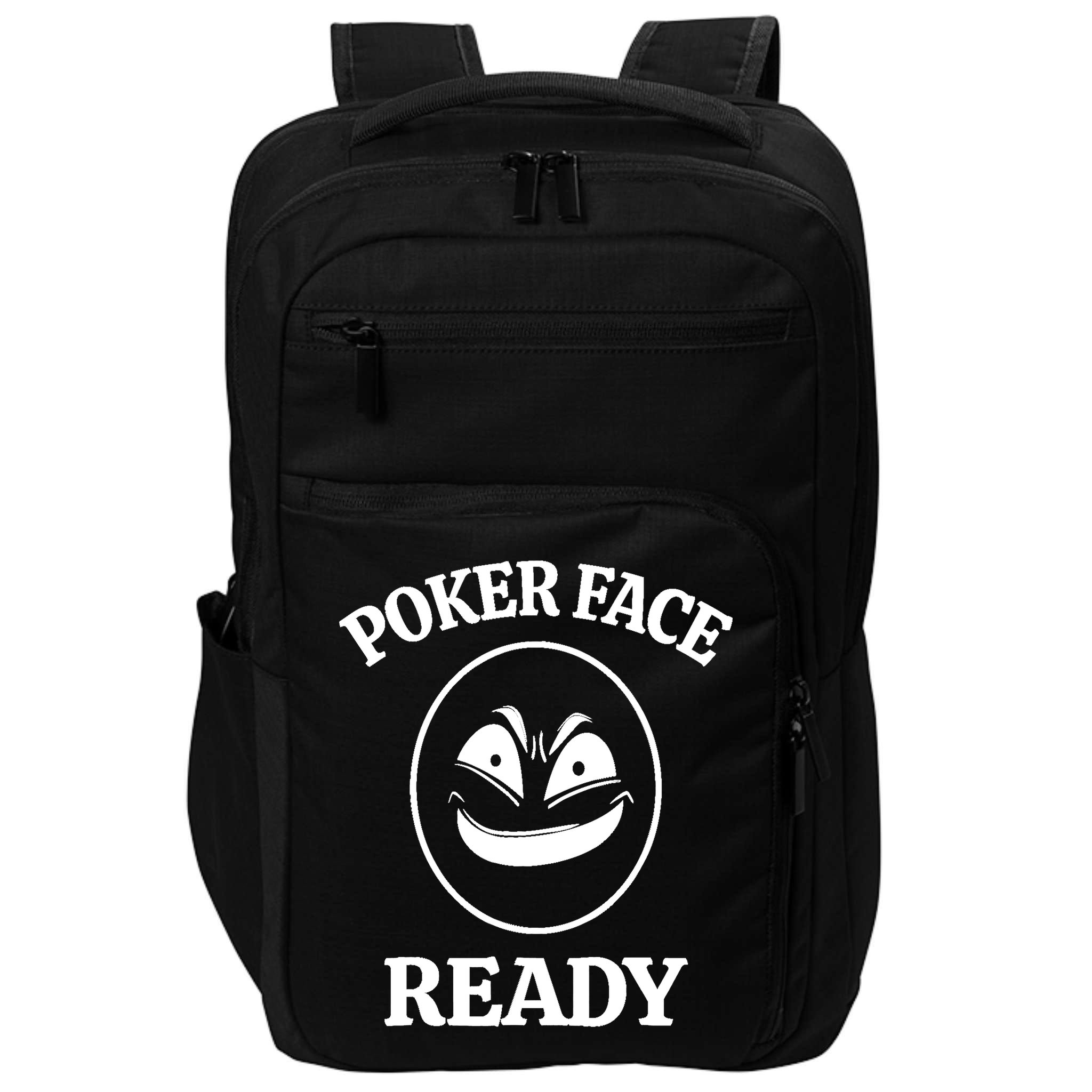 Poker Face Ready Gambling Texas Holdem Funny Card Playing Impact Tech Backpack